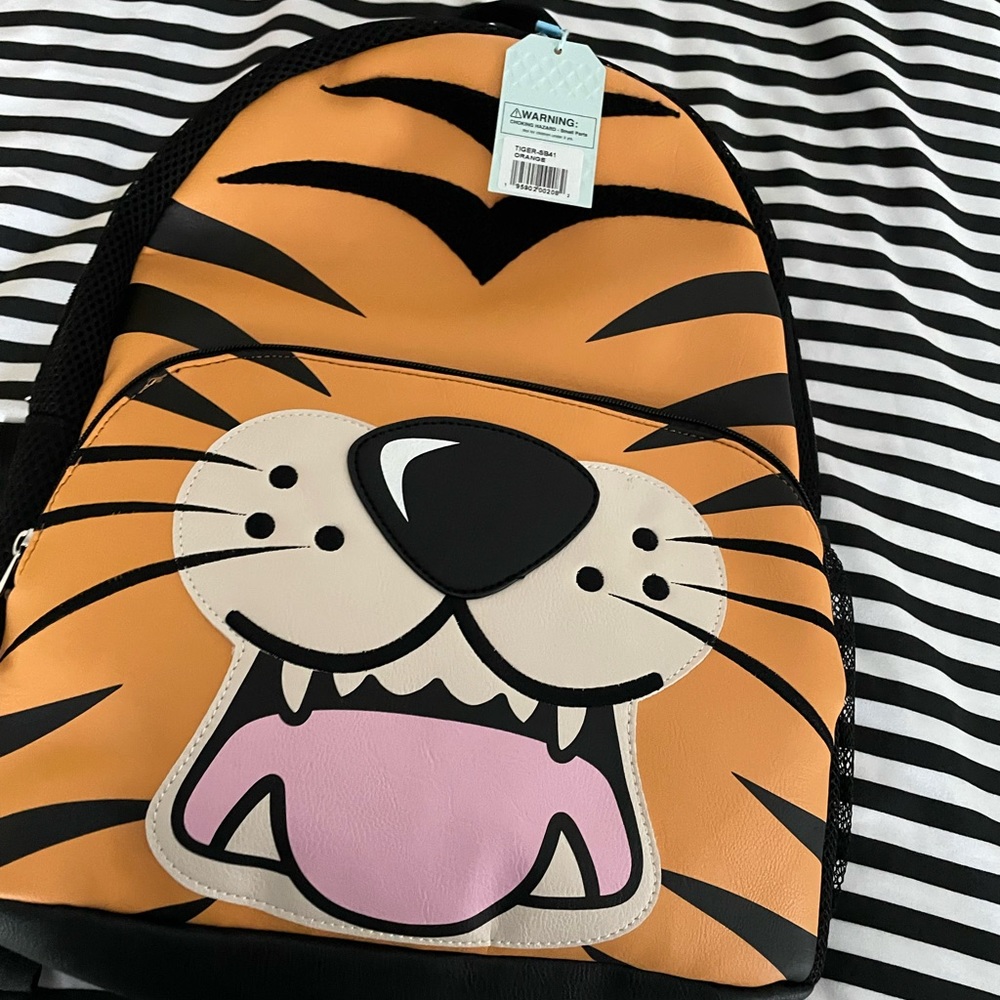 Tiger leather front backpack
